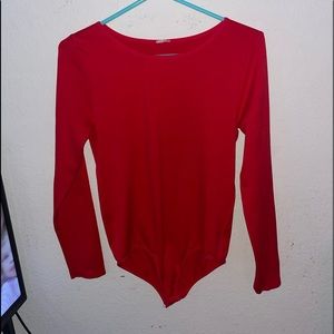 Red bodysuit, long sleeve, L